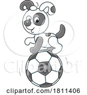 Poster, Art Print Of Licensed Clipart Cartoon Puppy Dog On A Soccer Ball