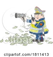 Poster, Art Print Of Licensed Clipart Cartoon Police Officer Making Money At A Speed Trap