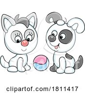 Licensed Clipart Cartoon Puppy Dog And Kitten Playing