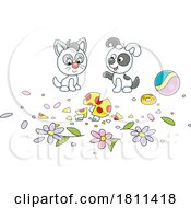 Poster, Art Print Of Licensed Clipart Cartoon Puppy Dog And Kitten Breaking Things