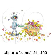 Licensed Clipart Cartoon Robot Cleaning up Leaves by Alex Bannykh #COLLC1811433-0056