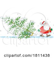 Poster, Art Print Of Licensed Clipart Cartoon Santa Pulling A Tree