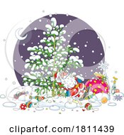 Poster, Art Print Of Licensed Clipart Cartoon Santa Resting Under A Tree