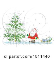 Poster, Art Print Of Licensed Clipart Cartoon Santa Picking A Tree