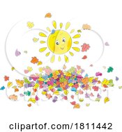 Licensed Clipart Cartoon Happy Sun And Autumn Leaves