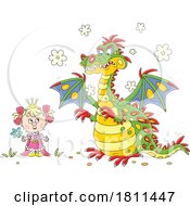 Poster, Art Print Of Licensed Clipart Cartoon Princess And Dragon