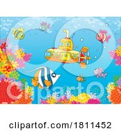 Poster, Art Print Of Licensed Clipart Cartoon Submarine And Fish