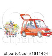 Licensed Clipart Cartoon Car With Groceries