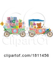 Licensed Clipart Cartoon Toy Car and Wagon with Letter Blocks by Alex Bannykh #COLLC1811456-0056