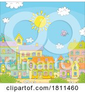 Licensed Clipart Cartoon Sun over a Town by Alex Bannykh #COLLC1811460-0056