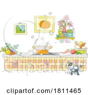 Poster, Art Print Of Licensed Clipart Cartoon Cat In A Kitchen