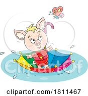 Licensed Clipart Cartoon Piglet in an Umbrella Boat by Alex Bannykh #COLLC1811467-0056