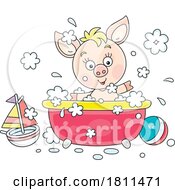 Poster, Art Print Of Licensed Clipart Cartoon Piglet Taking A Bath