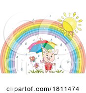 05/01/2024 - Licensed Clipart Cartoon Piglet In Spring Showers