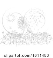 Poster, Art Print Of Licensed Clipart Cartoon Sun Rain Cloud And Garden