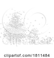Poster, Art Print Of Licensed Clipart Cartoon Santa Picking A Tree