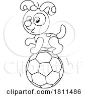 Poster, Art Print Of Licensed Clipart Cartoon Puppy Dog On A Soccer Ball