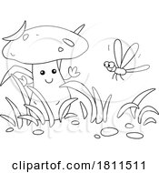 Licensed Clipart Cartoon Mushroom and Dragonfly by Alex Bannykh #COLLC1811511-0056