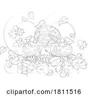 Licensed Clipart Cartoon Fly Agaric Mushroom Characters with Leaves by Alex Bannykh #COLLC1811516-0056