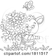 05/01/2024 - Licensed Clipart Cartoon Piglet With Flowers
