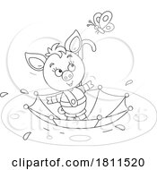 Licensed Clipart Cartoon Piglet In An Umbrella Boat