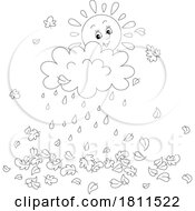 Poster, Art Print Of Licensed Clipart Cartoon Happy Sun Rain Cloud And Autumn Leaves