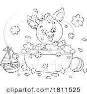 Licensed Clipart Cartoon Piglet Taking a Bath by Alex Bannykh #COLLC1811525-0056