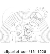 Poster, Art Print Of Licensed Clipart Cartoon Piglet In Spring Showers