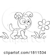 Licensed Clipart Cartoon Puppy Dog And Flower