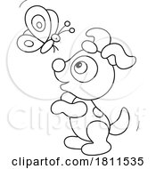 Poster, Art Print Of Licensed Clipart Cartoon Puppy Dog And Butterfly