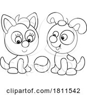 Poster, Art Print Of Licensed Clipart Cartoon Puppy Dog And Kitten Playing