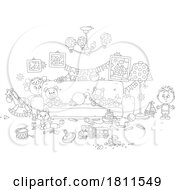 Licensed Clipart Cartoon Kids in a Messy Living Room by Alex Bannykh #COLLC1811549-0056