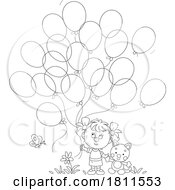 Licensed Clipart Cartoon Girl With Balloons