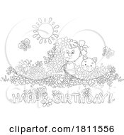 Licensed Clipart Cartoon Girl With Happy Birthday Text