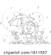 Licensed Clipart Cartoon Girl in the Rain by Alex Bannykh #COLLC1811557-0056
