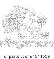 Poster, Art Print Of Licensed Clipart Cartoon Girl With Happy Birthday Text