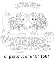 Licensed Clipart Cartoon Students And Teacher With Goodbye Kindergarten Text