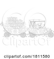 05/03/2024 - Licensed Clipart Cartoon Toy Car And Wagon With Letter Blocks