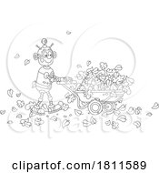 Licensed Clipart Cartoon Robot Cleaning Up Leaves
