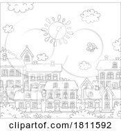 Poster, Art Print Of Licensed Clipart Cartoon Sun Over A Town