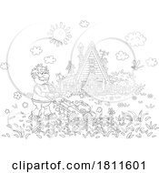 05/03/2024 - Licensed Clipart Cartoon Senior Man Mowing His Yard