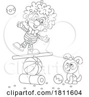 Poster, Art Print Of Licensed Clipart Cartoon Clown And Dog Doing Tricks