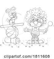 Licensed Clipart Cartoon Clown and Dog Doing Tricks by Alex Bannykh #COLLC1811608-0056