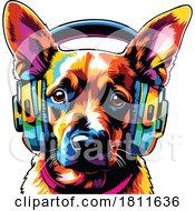Poster, Art Print Of Colorful Dog Wearing Headphones