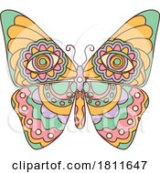 Cartoon Kaleidoscope Boho Hippie Styled Butterfly by Vector Tradition SM #COLLC1811647-0169
