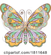 Poster, Art Print Of Cartoon Kaleidoscope Boho Hippie Styled Butterfly