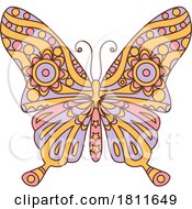 Poster, Art Print Of Cartoon Kaleidoscope Boho Hippie Styled Butterfly