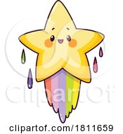 Poster, Art Print Of Star Mascot Shooting With A Rainbow Trail