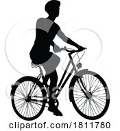 Poster, Art Print Of Bicyclist Riding Their Bike And Wearing A Safety Helmet In Silhouette