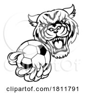 Poster, Art Print Of Tiger Cat Animal Sports Soccer Football Mascot